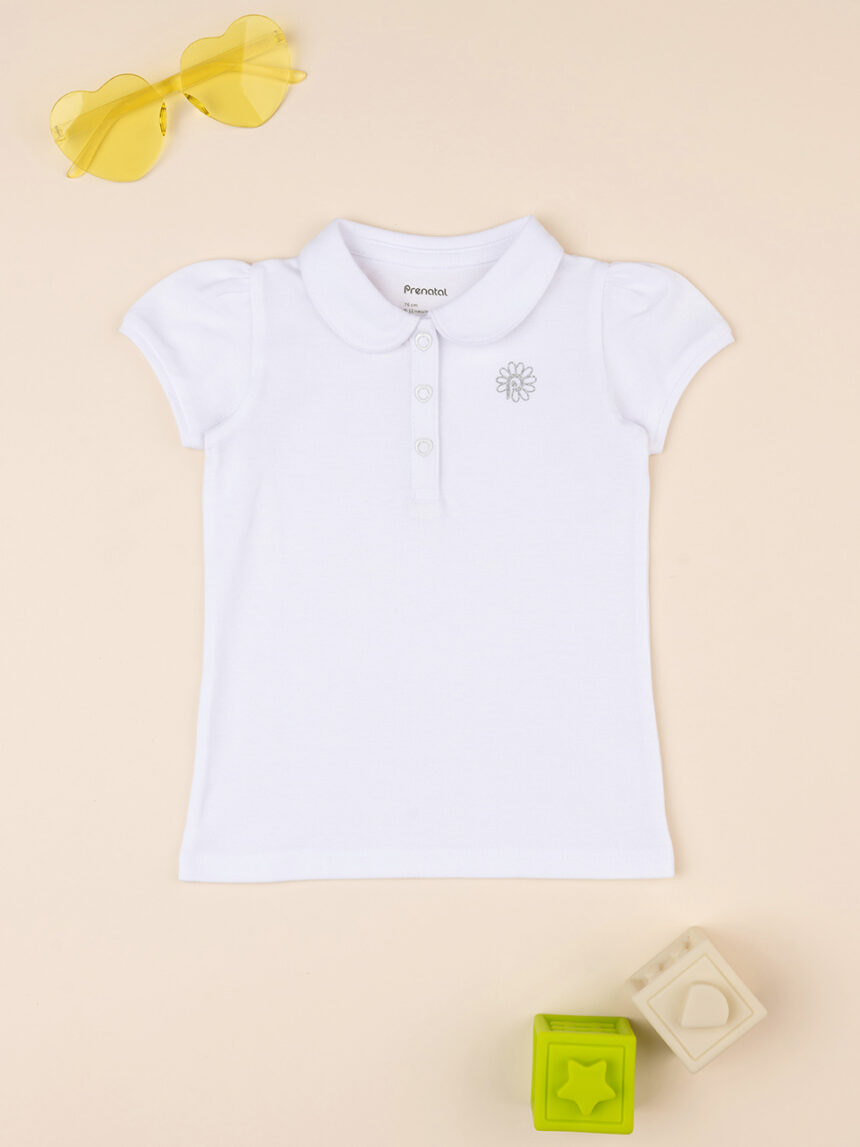 Polo bianca bambina maniche corte - Prénatal
