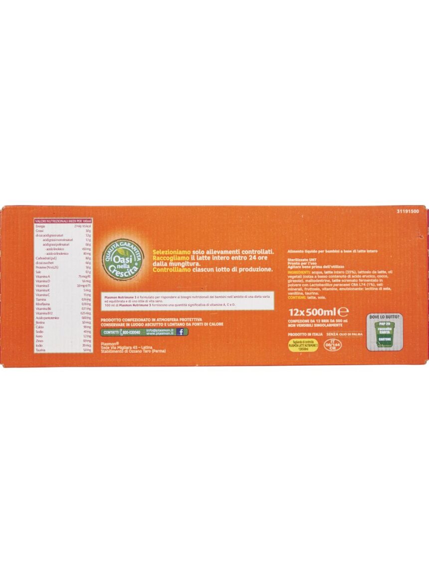 Latte plasmon nutri-mune stage 3 – 12 x 500 ml - Plasmon